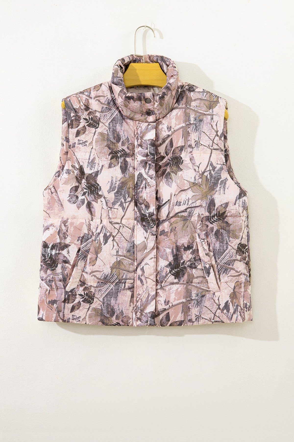 Woodland Camo Collared Sleeveless Puffer Vest