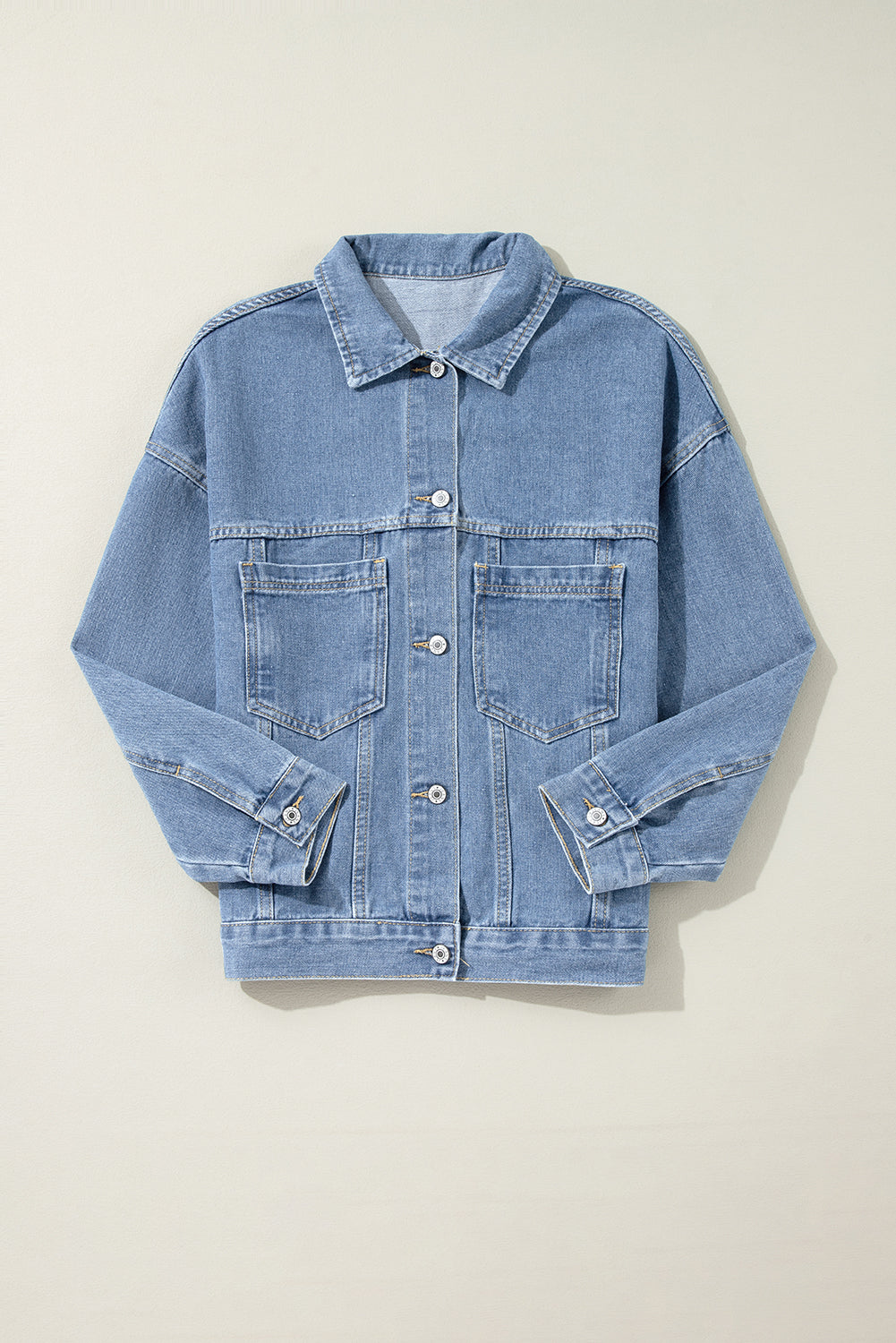 Stripe Wash Oversize Pocket Denim Jacket