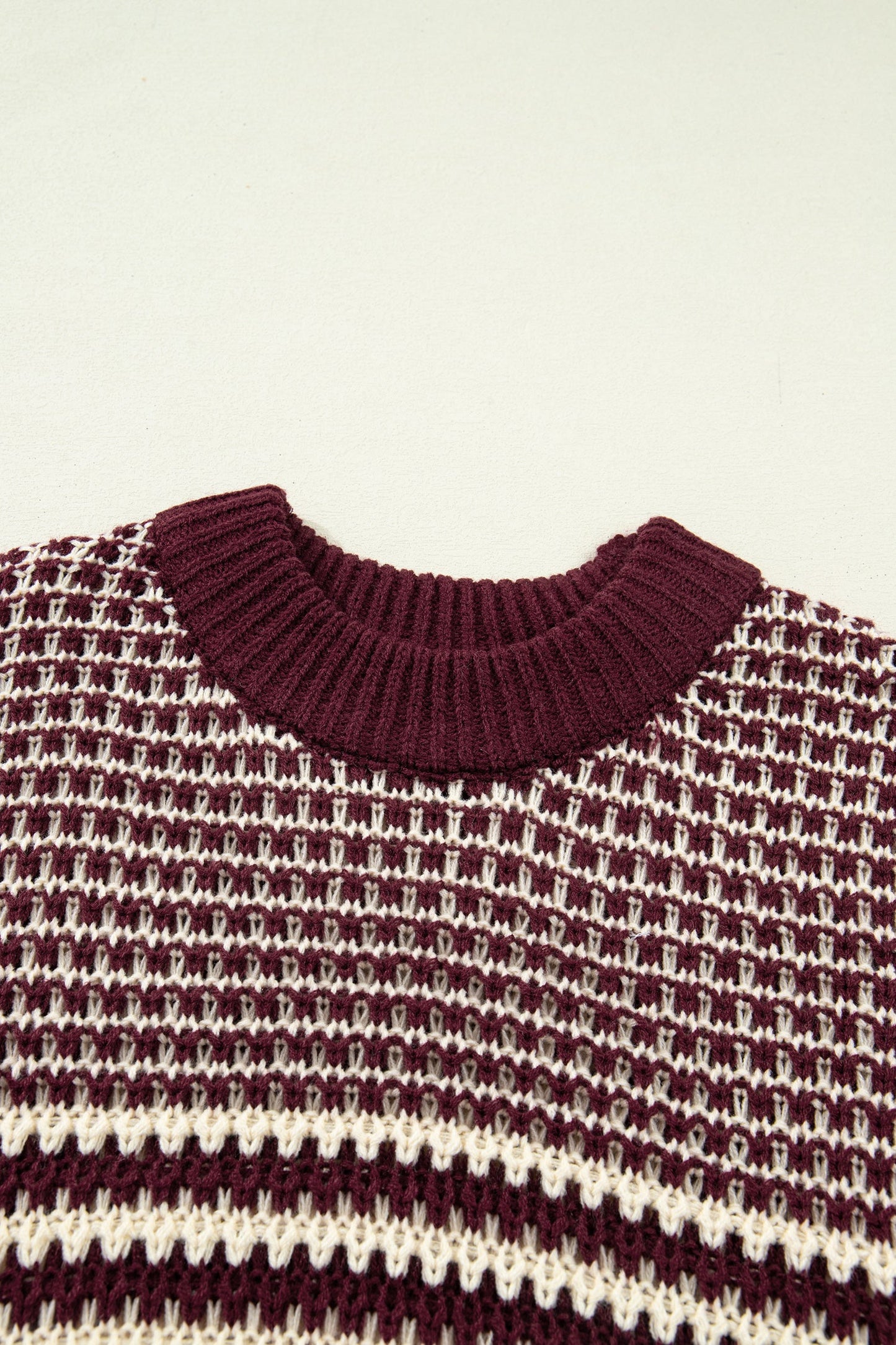 Stripe Draped 3/4 Sleeve Slouchy Sweater