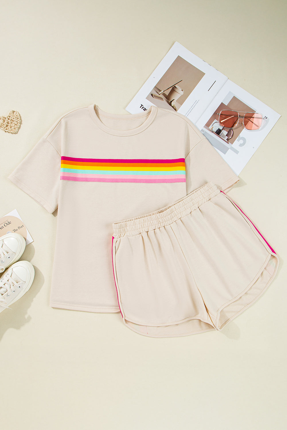 Stripe Athleisure Top and Shorts Set