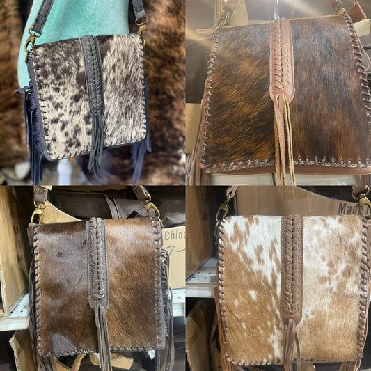 Braided Cowhide Crossbody Purse