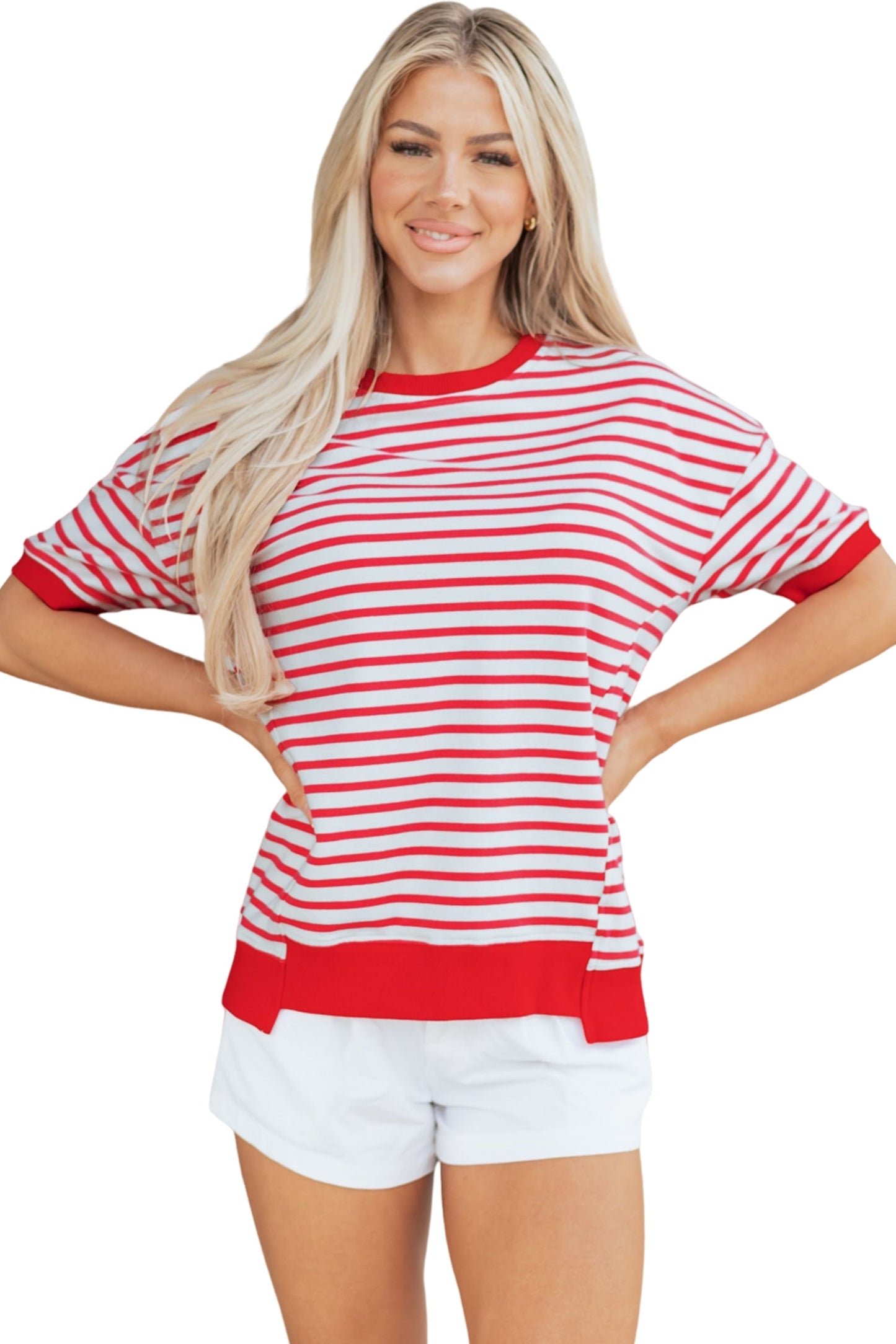 Stripe Drop Shoulder Short Sleeve T-Shirt