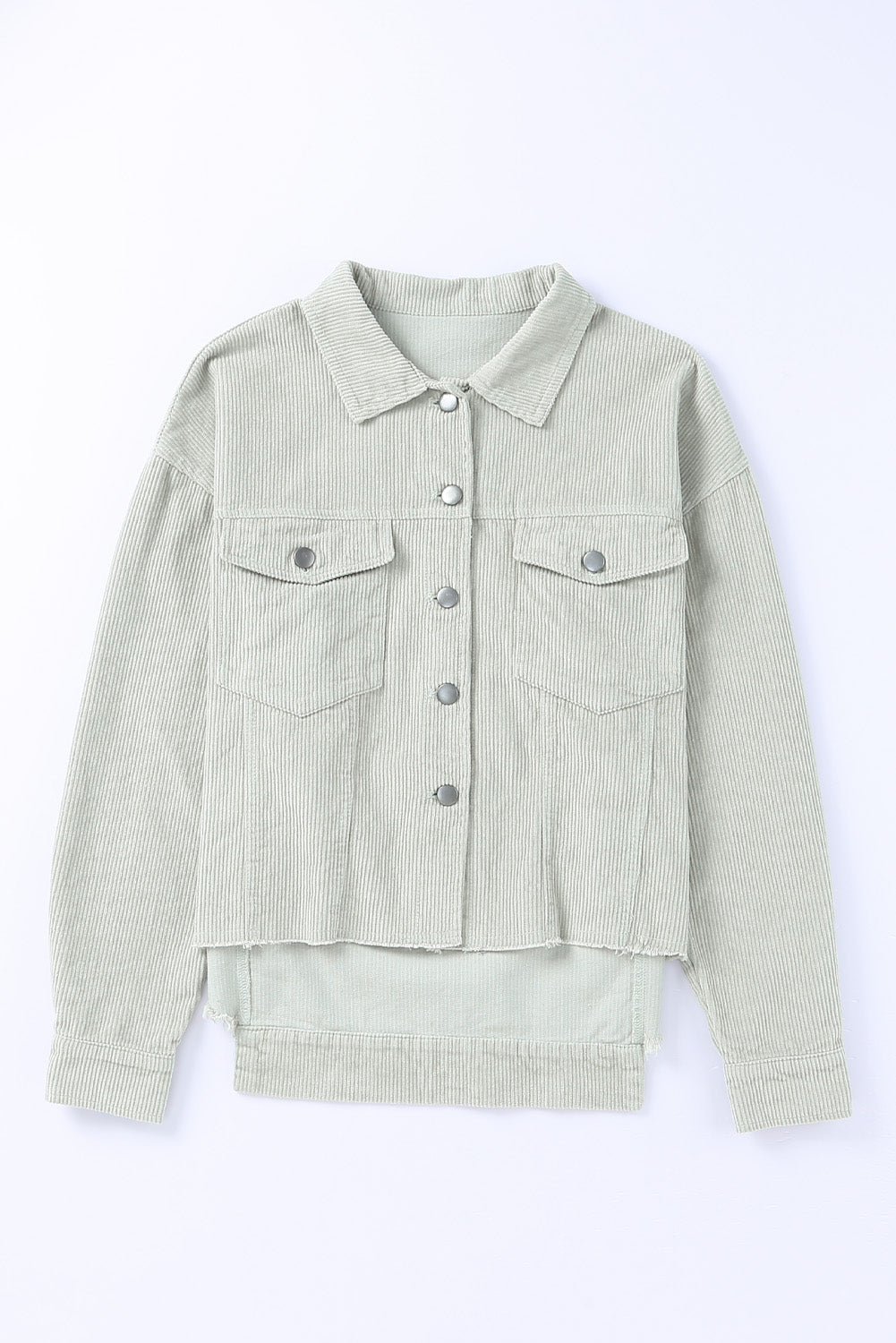 Solid Corduroy Raw Hem Cropped Jacket