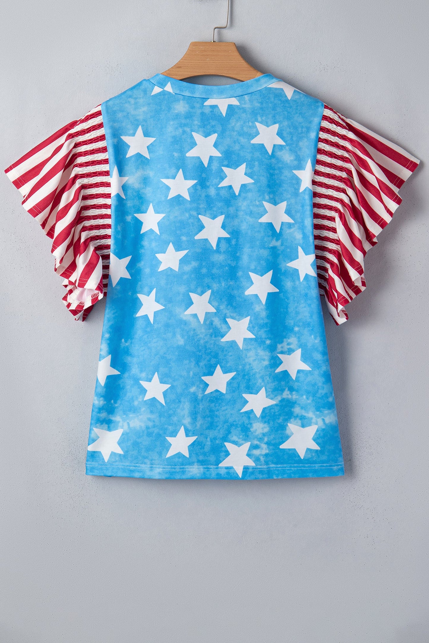 Stars & Stripes Mineral Wash Ruffle Sleeve Top