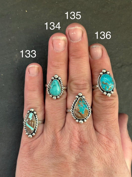 135 - Sterling Silver Easter Blue Turquoise Medicine Man Eye Stamped Stacking Ring by Jason Ogg