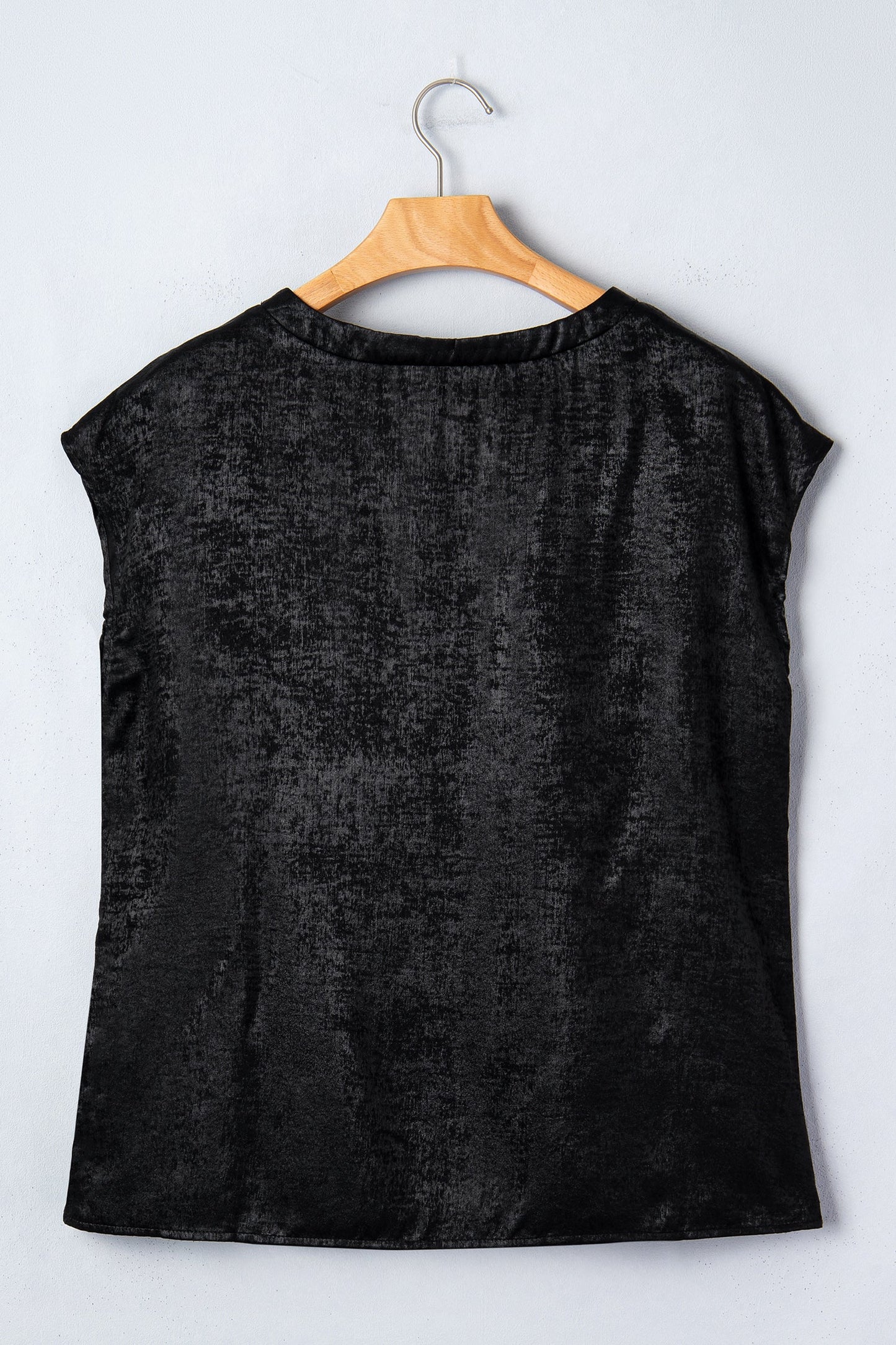 Metallic Round Neck Cap Sleeve Tee