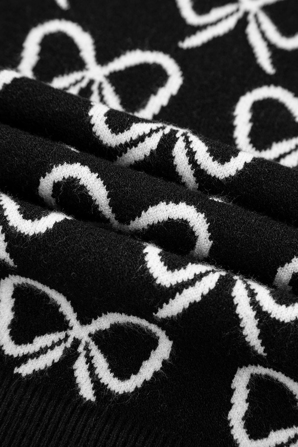 Bow Zipped Collar Drop Shoulder Sweater