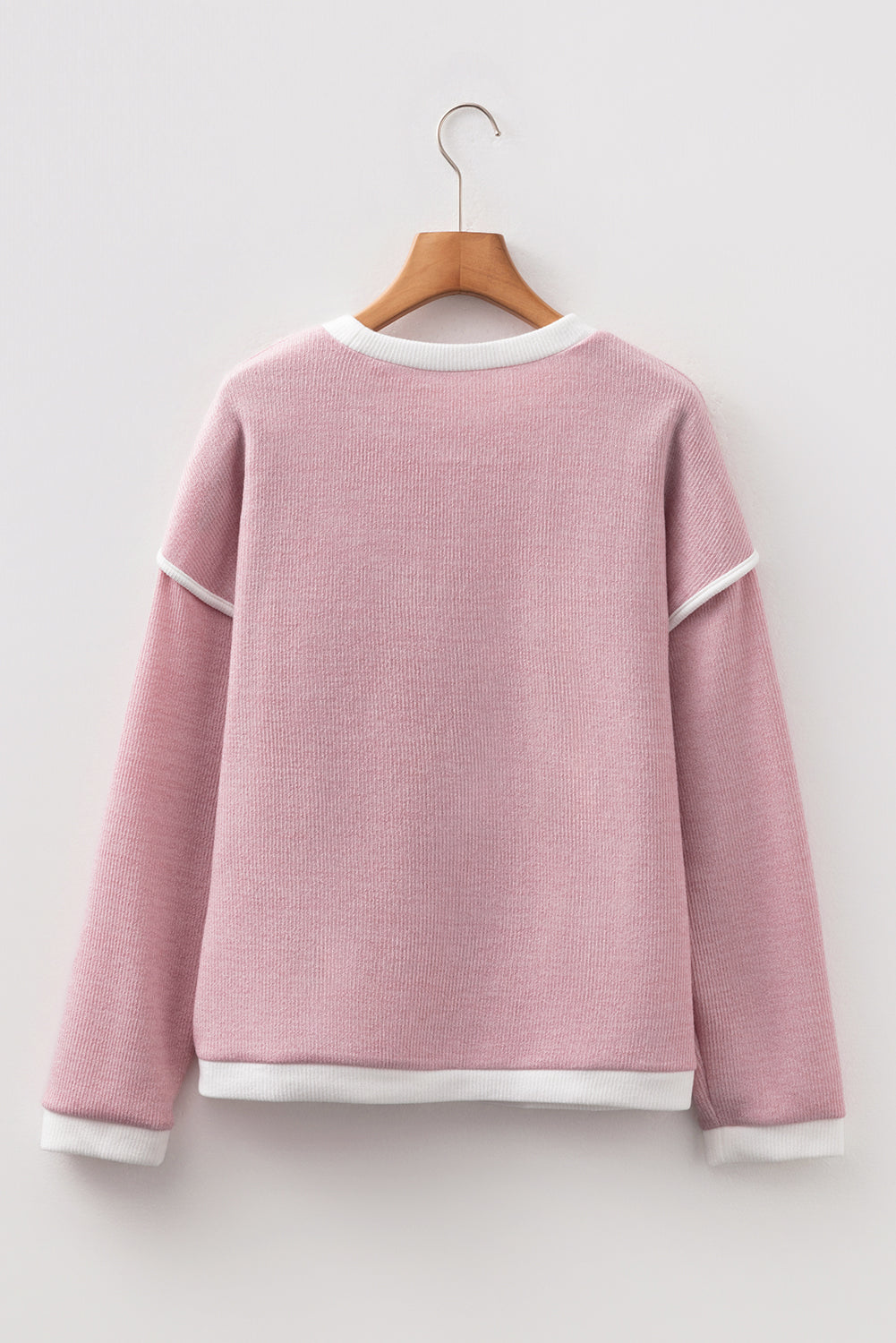 Contrast Trim Drop Shoulder Long Sleeve Knit Top