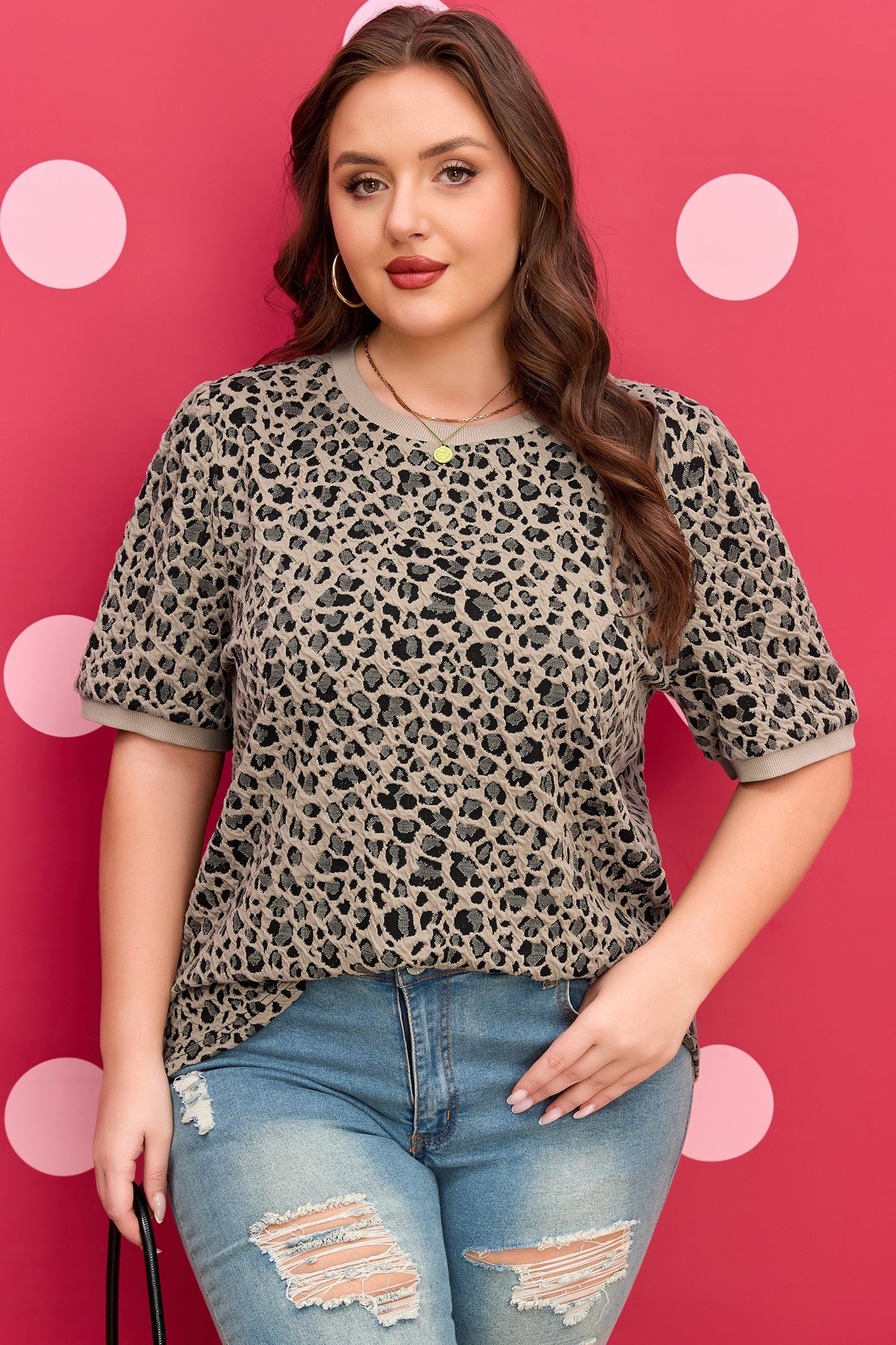 Plus Size Leopard Textured T-Shirt