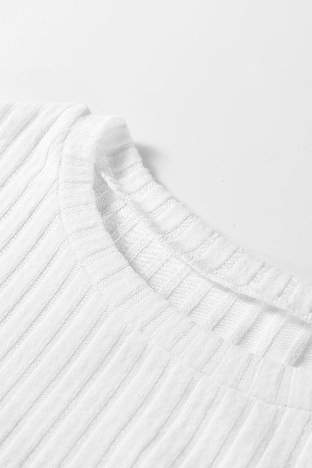 Solid Ribbed Knit Textured Round Neck Top