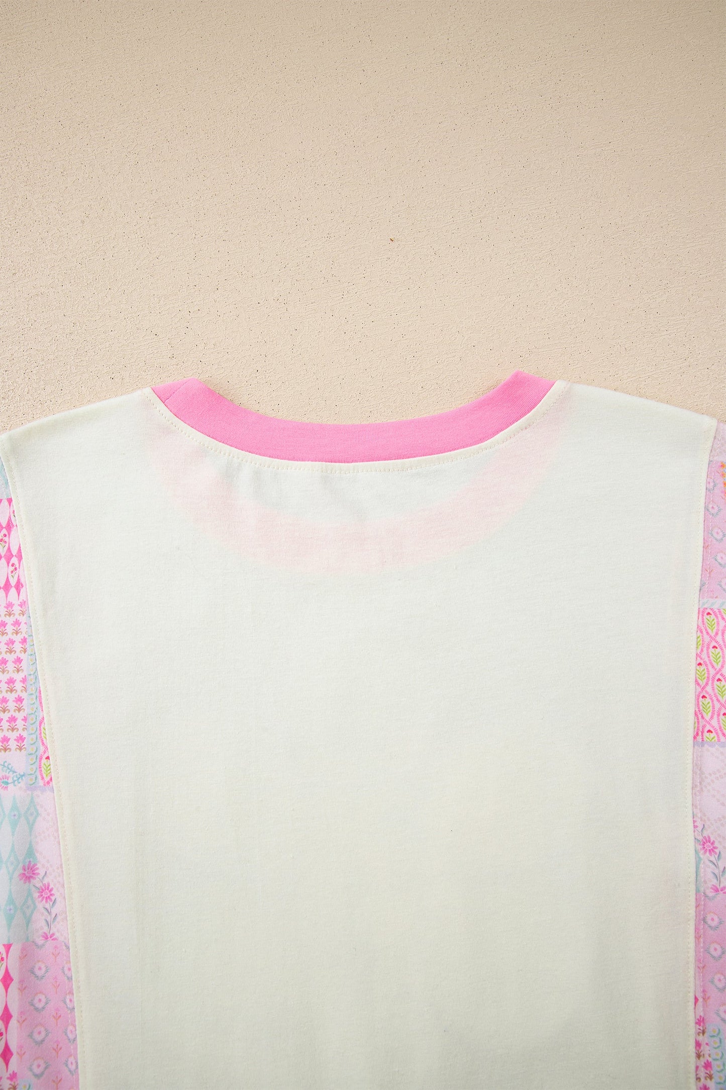 Floral Colorblock Patchwork Short Sleeve Top
