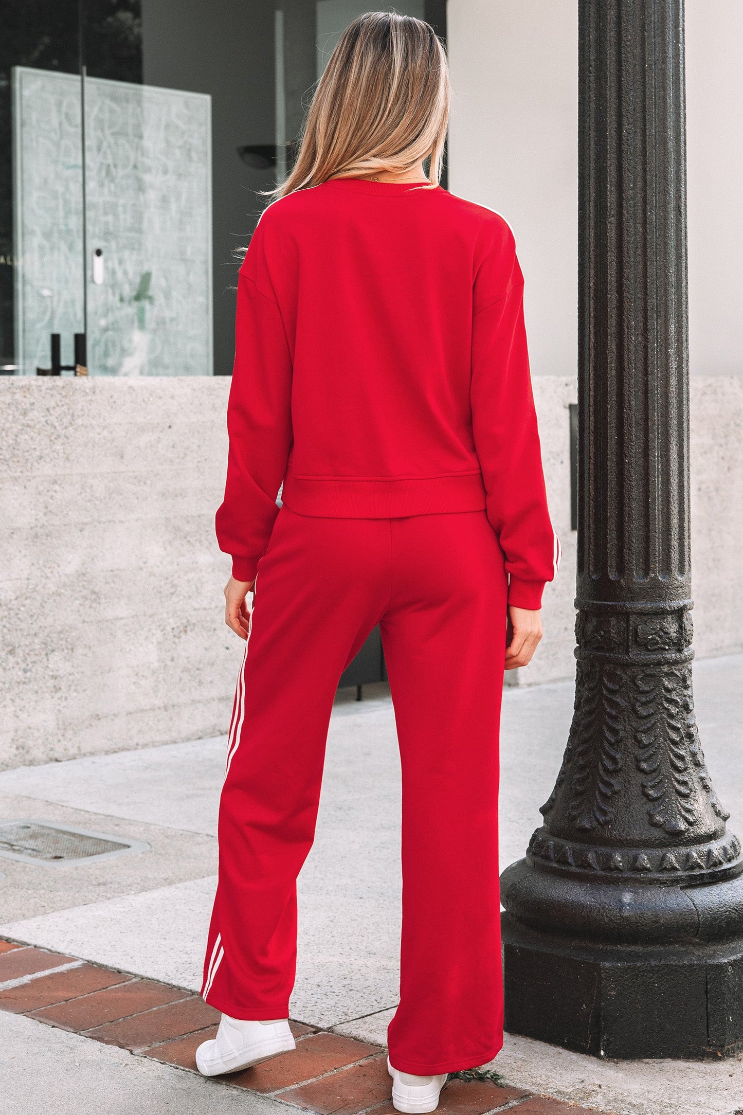 Varsity Stripe Detail Crewneck and Sweatpants Set