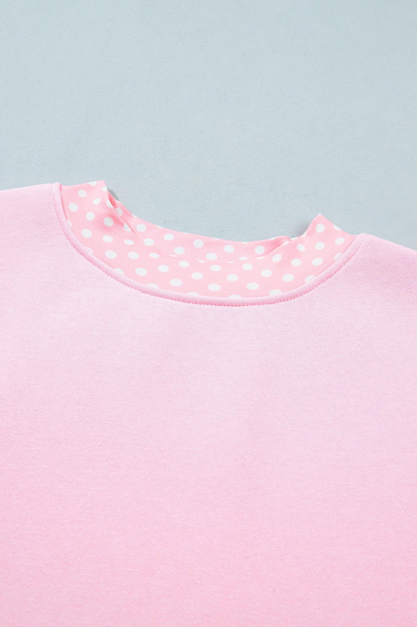 Polka Dot Contrast Trim Mock Neck Sweatshirt