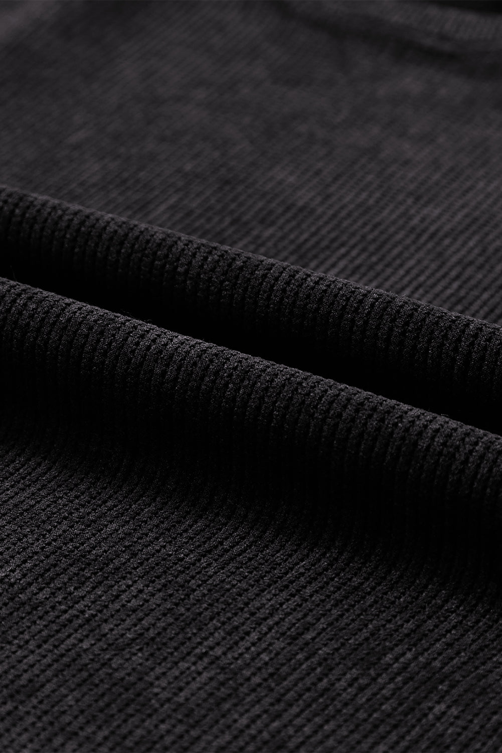 Solid Ribbed Knit Round Neck Pullover Sweatshirt