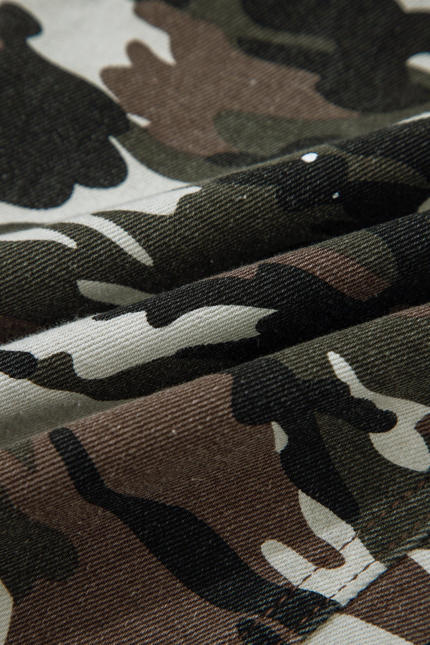 Camo Distressed Loose Denim Pants