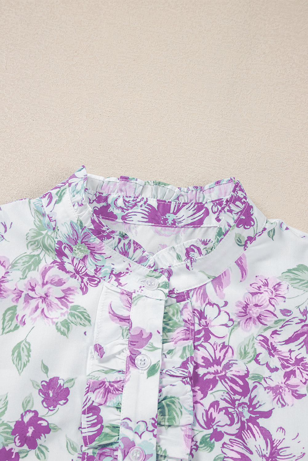 Floral Ruffle Sleeve Frilly Button-Up Shirt