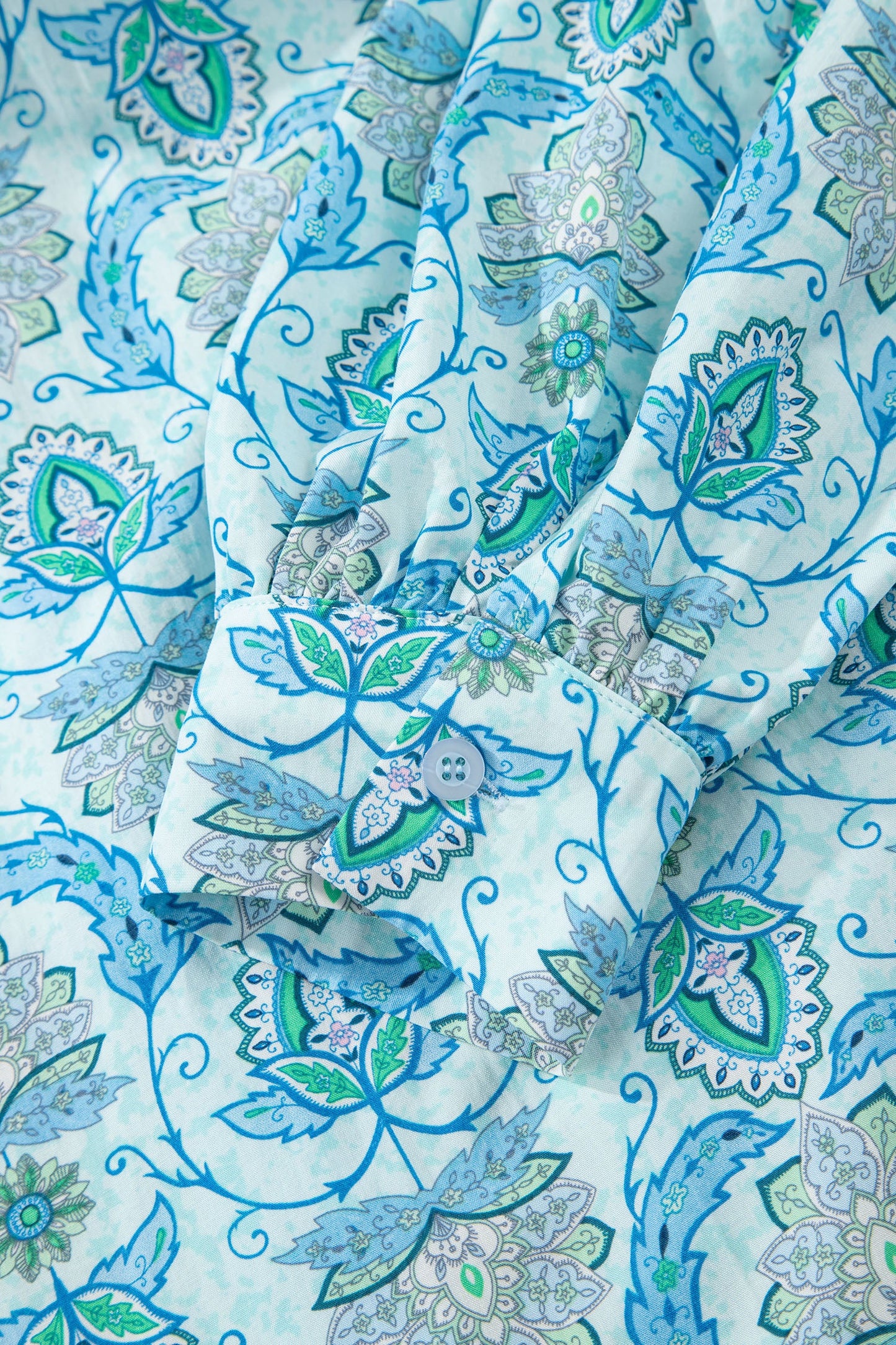 Paisley Long Puff Sleeve Buttoned Shirt