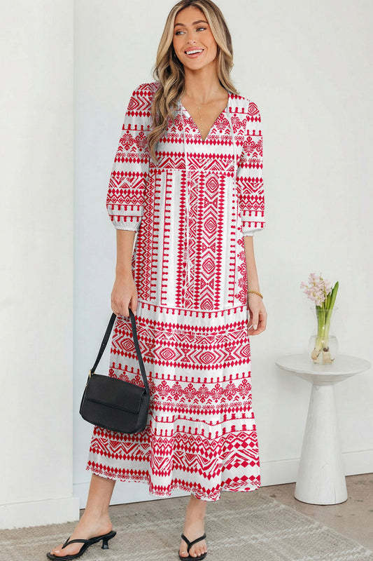 Boho 3/4 Sleeve Maxi Dress