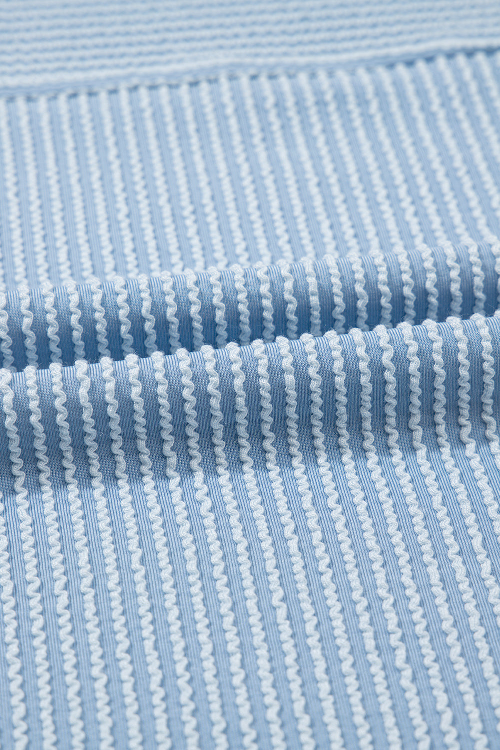 Plain Corded Knit Mock Neck T-Shirt