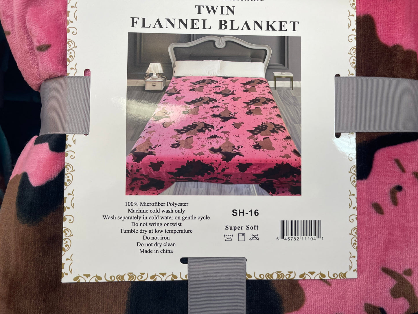 Pink Cow Print Sup Plush Twin Blanket