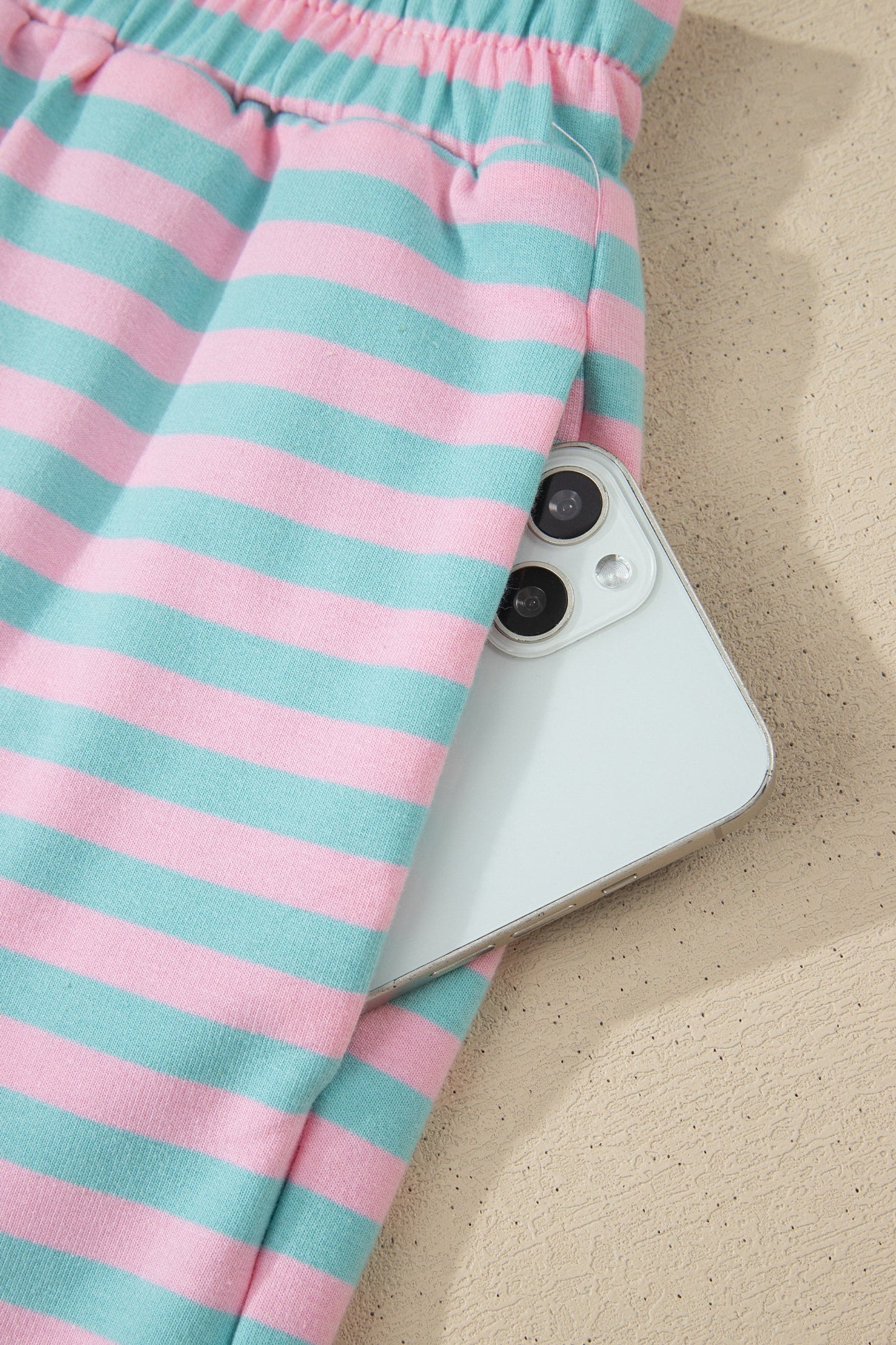 Stripe Colorblock Pullover & Pull-On Shorts Set