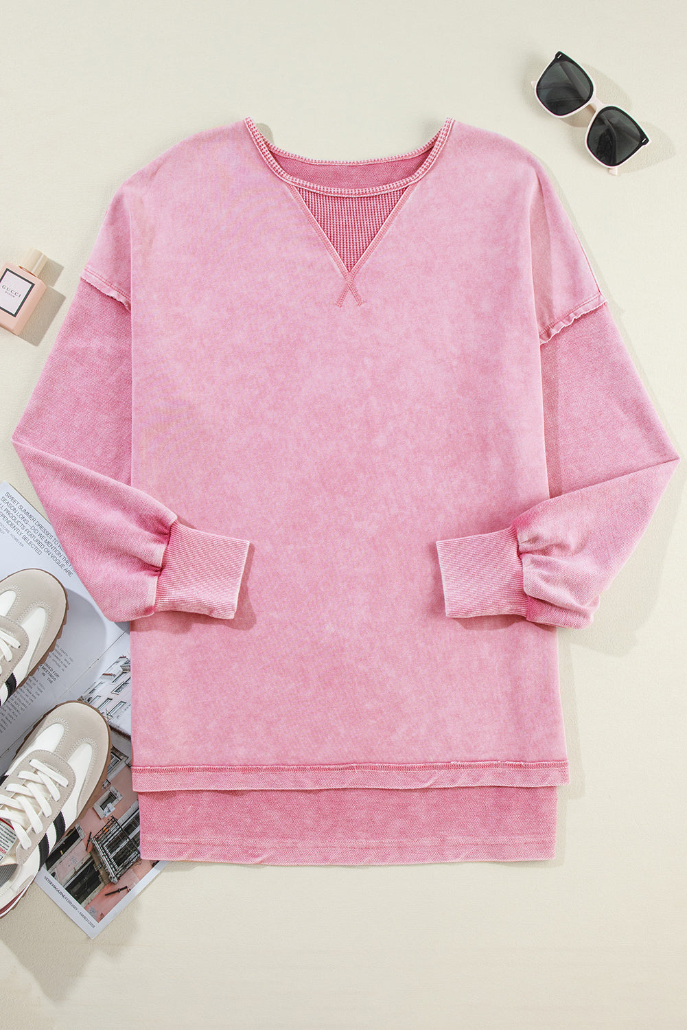 Mineral Wash Drop Shoulder Pullover Sweatshirt
