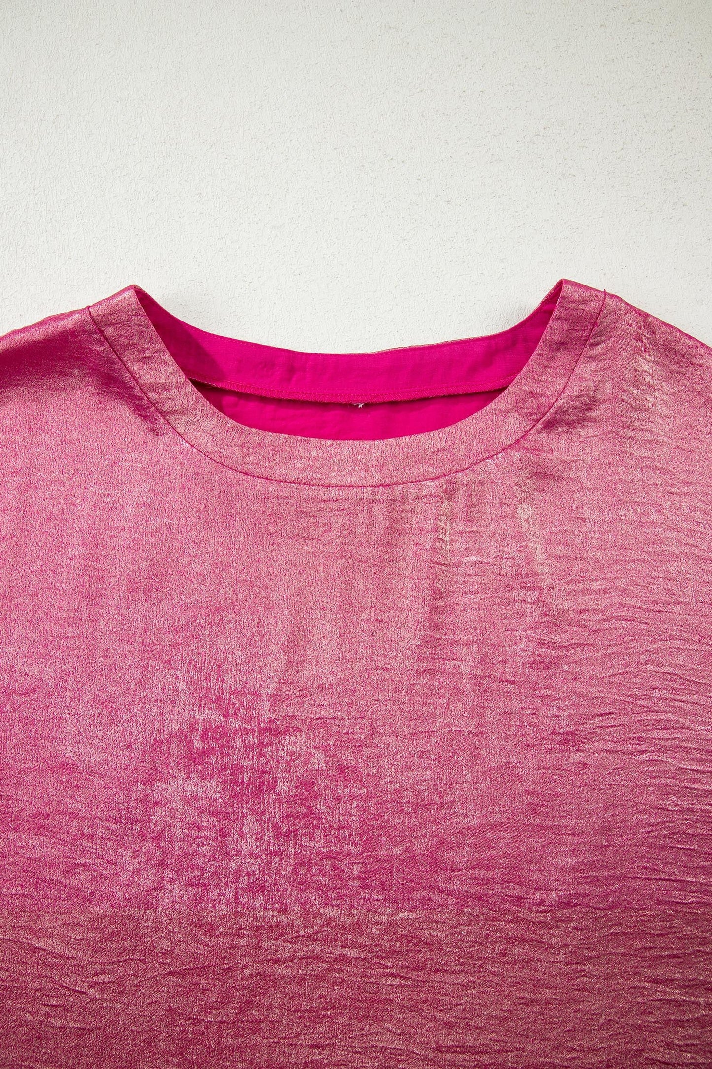 Metallic Round Neck Cap Sleeve Tee