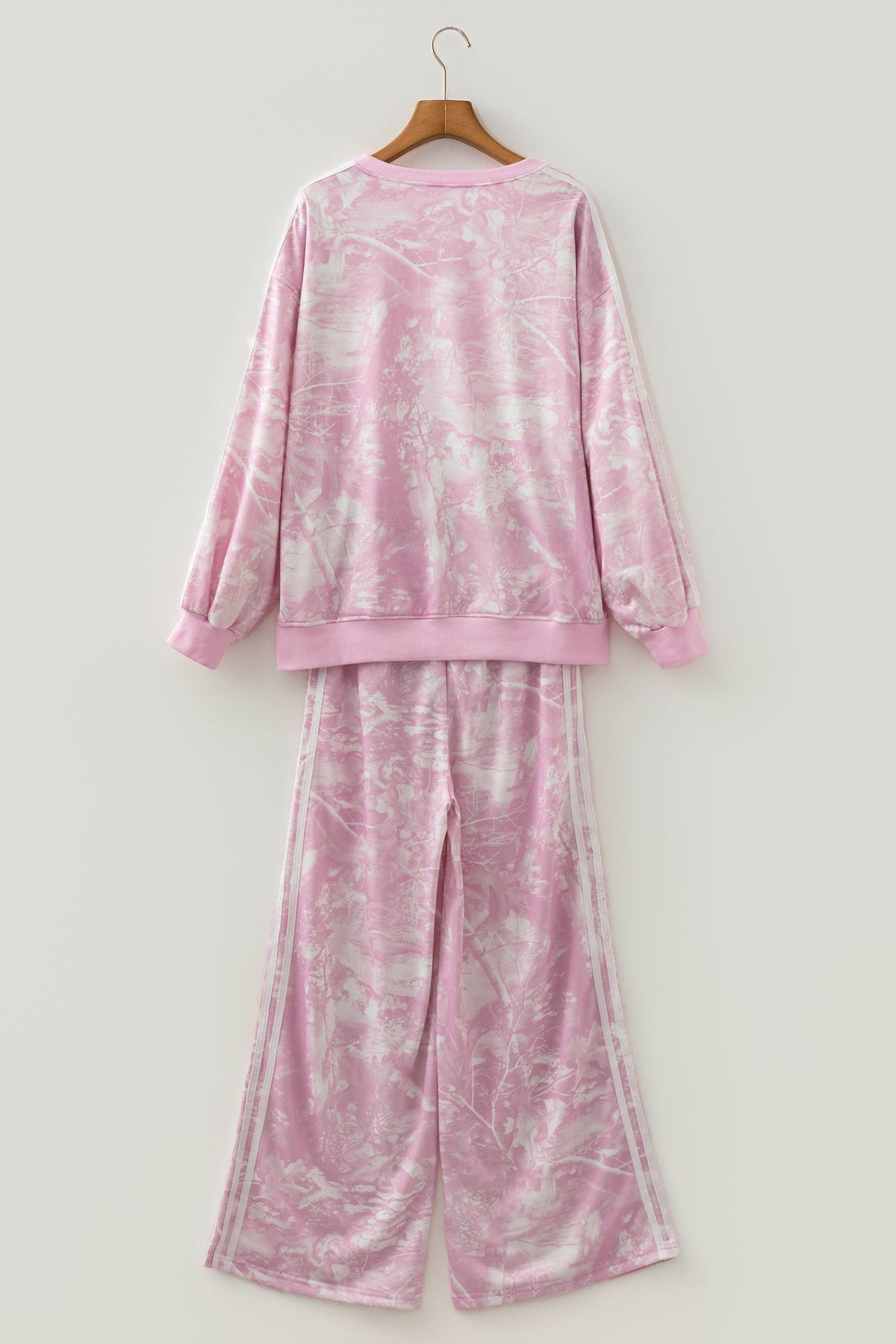 Abstract Camo Side Stripe Top & Loose Pants Set