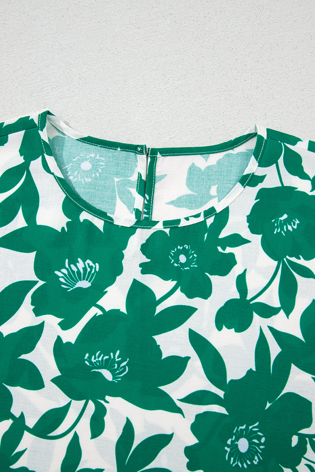 Floral Ruffle Short Sleeve Round Neck Blouse