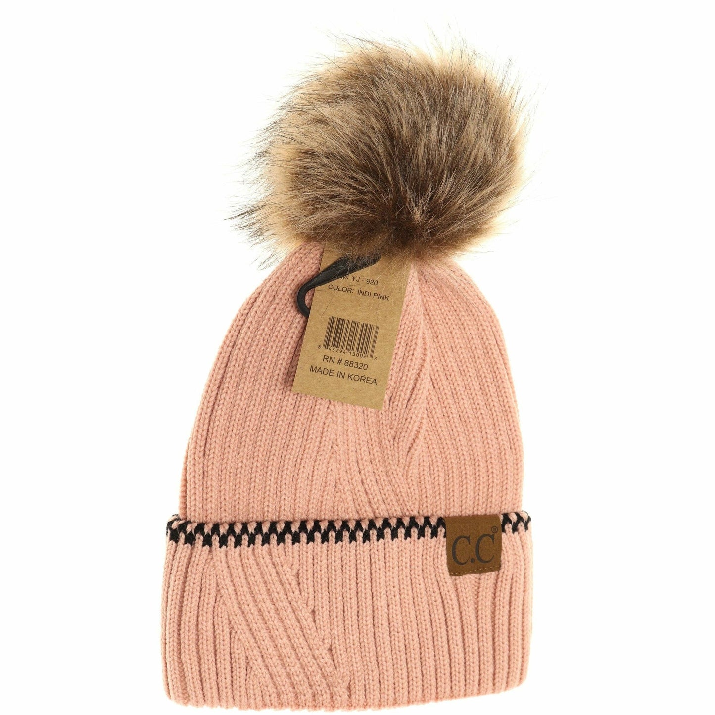 Ribbed Knit Beanie with Accented Cuff YJ920