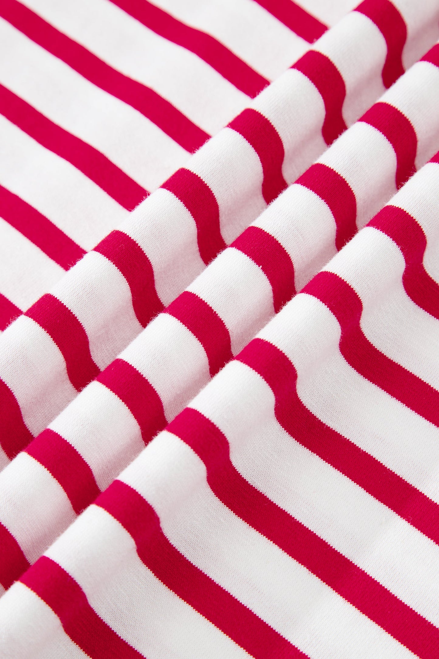 Stripe Scallop Trim Round Neck T-Shirt