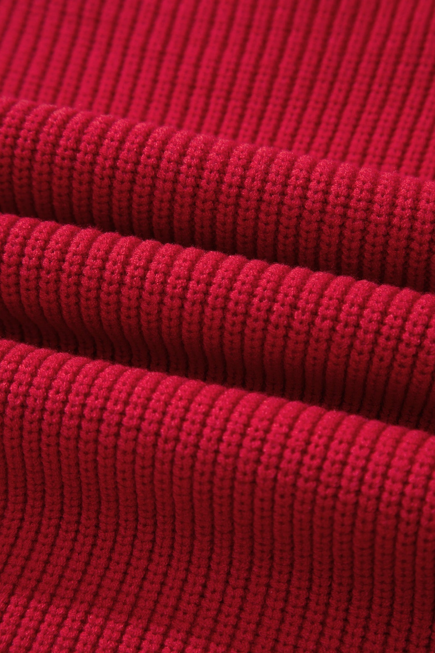 Exposed Hem Drop Shoulder Ribbed Knit Sweater