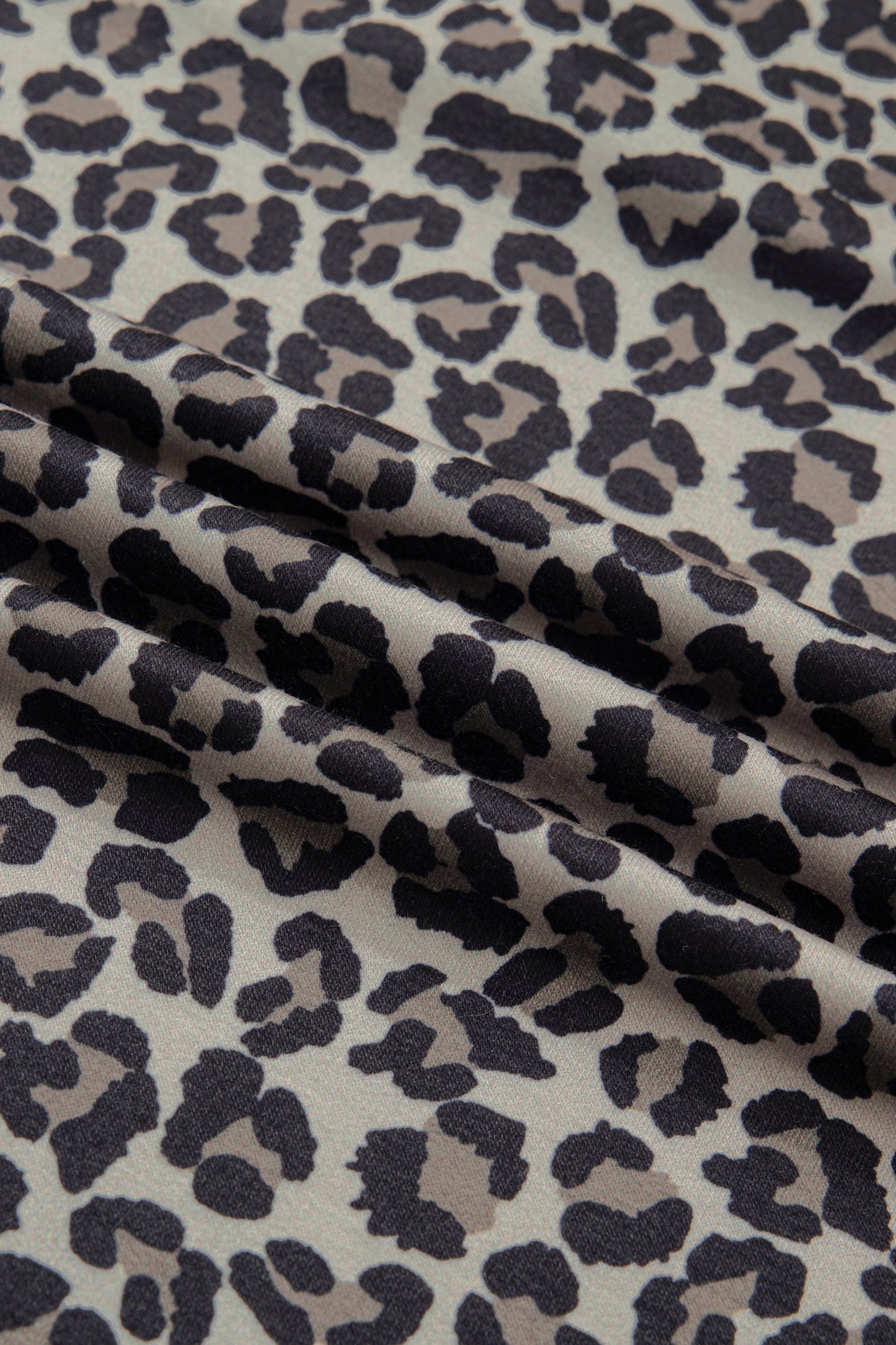 Leopard Half Zip Stripe Trim Short Sleeve Top