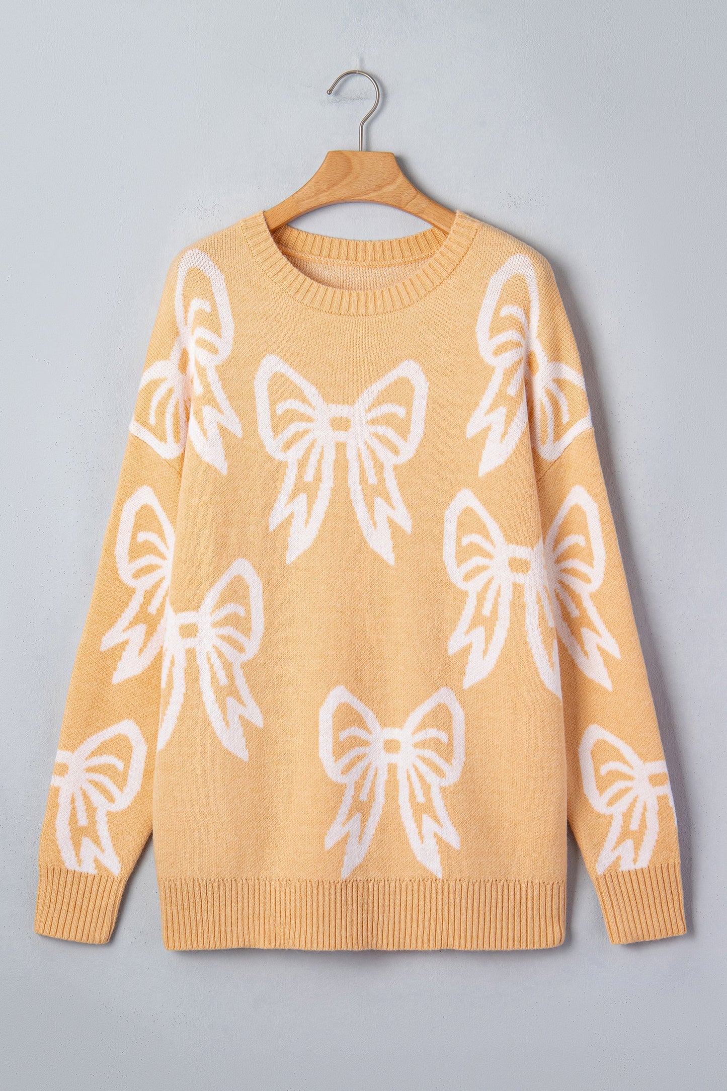 Bow Drop Shoulder Long Sleeve Sweater