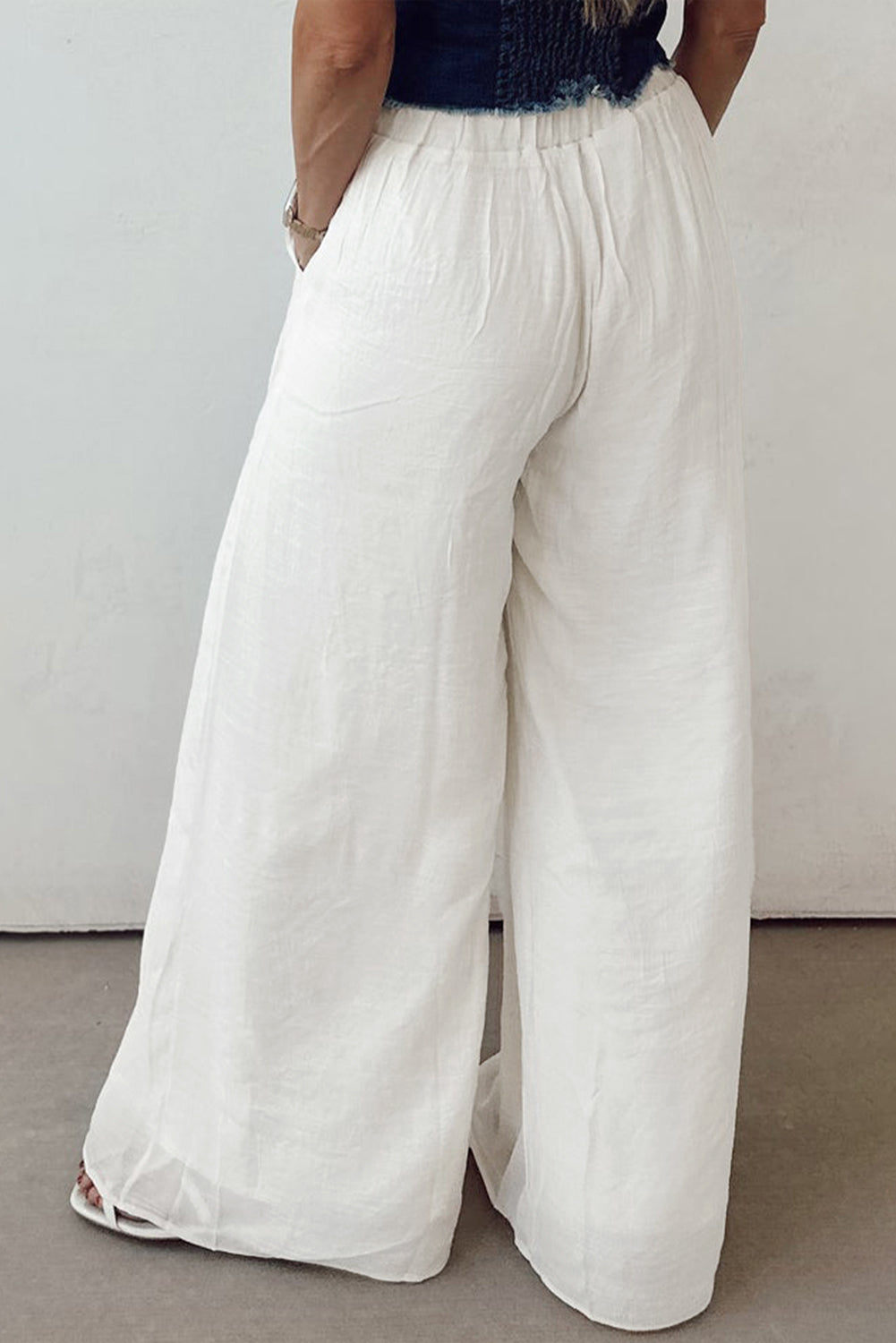 Drop Waist Pleated Wide Leg Casual Pants