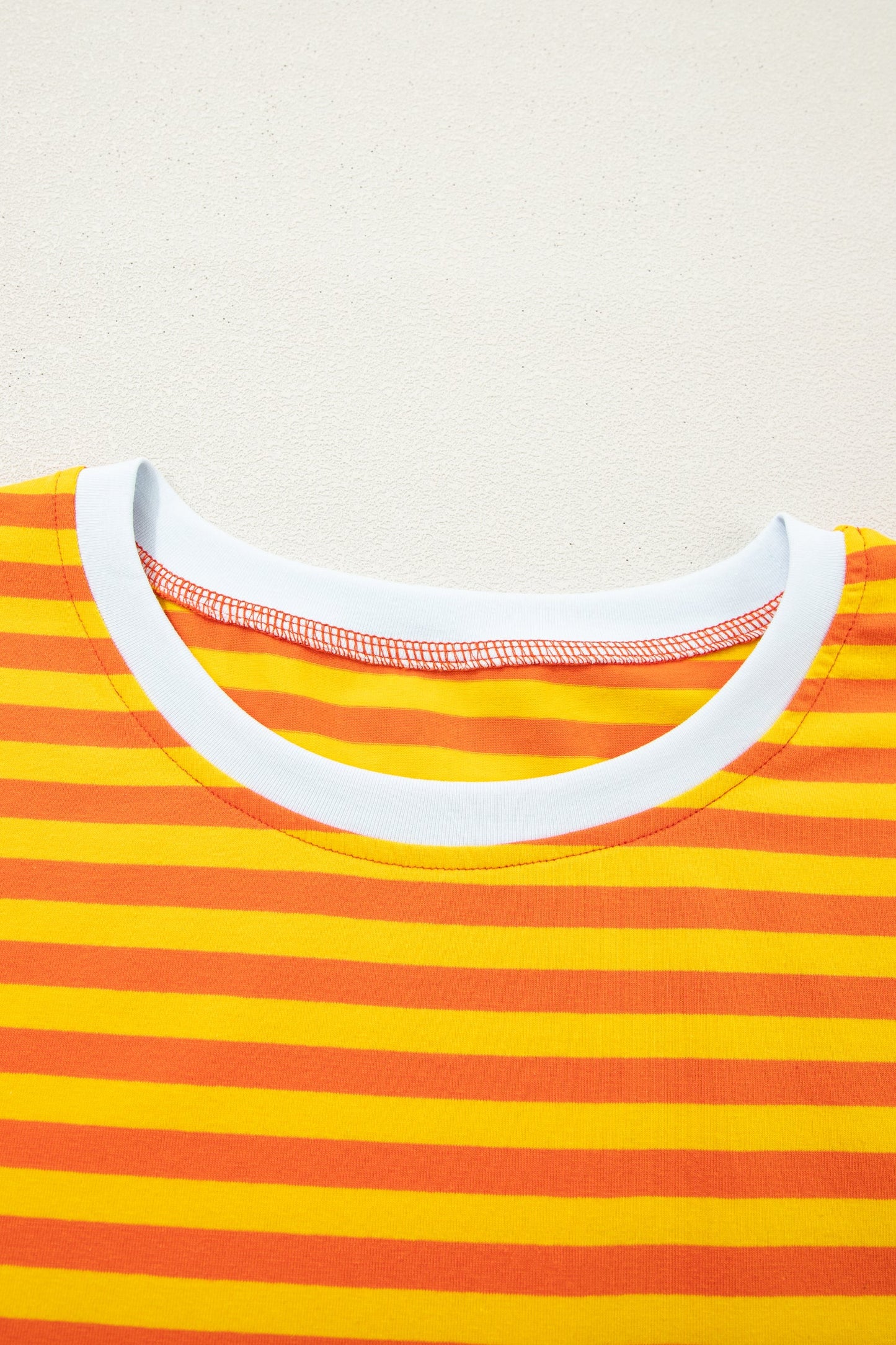 Stripe Contrast Crew Neck Drop Shoulder Tee