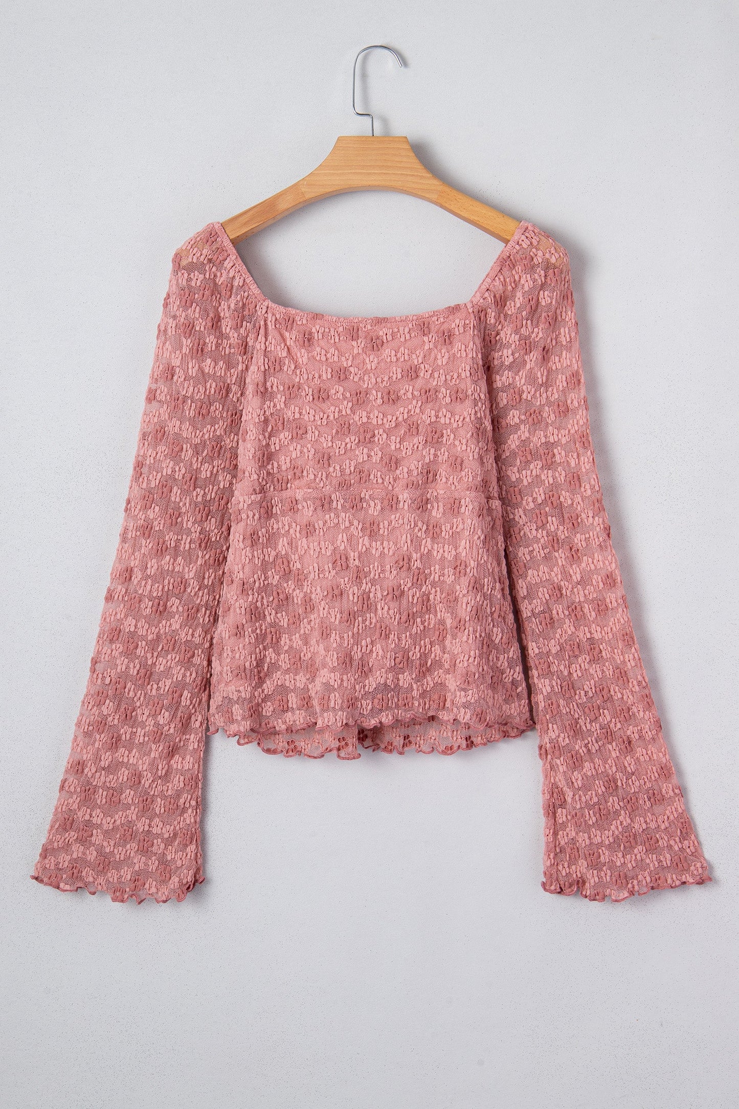 Floral Lace Drawstring Square Neck Blouse