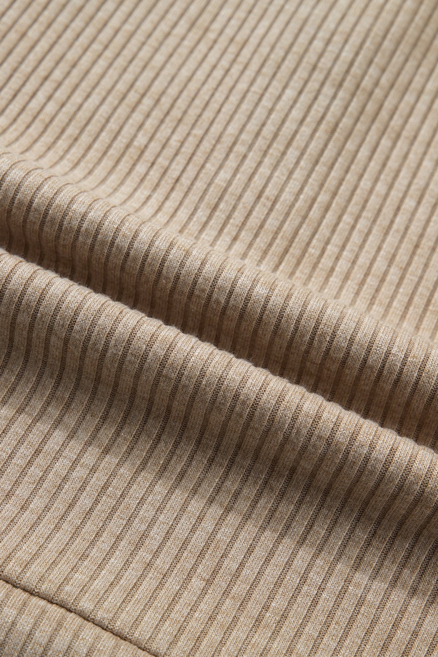 Ribbed Knit Denim Patchwork Button Polo Top