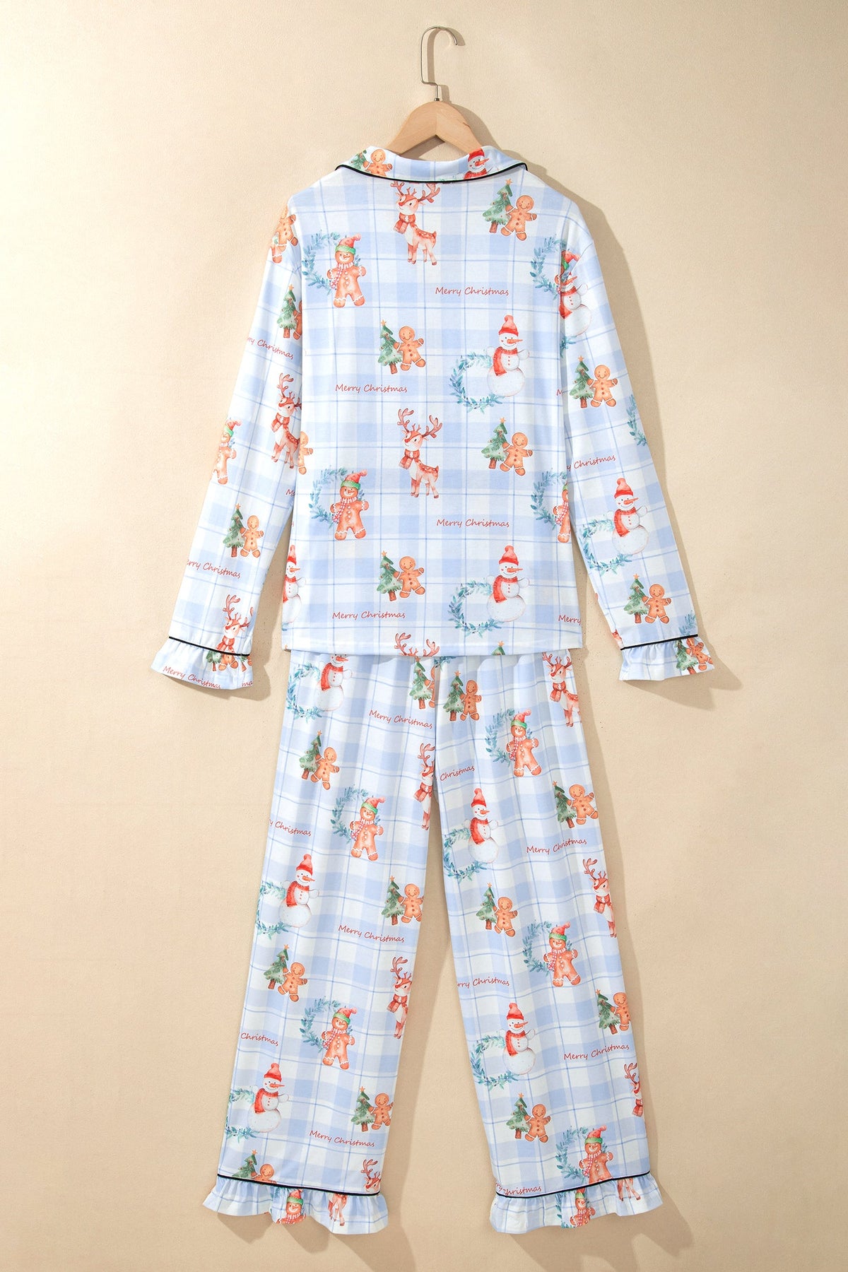 Christmas Plaid Ruffle Shirt & Pants Pajama Set