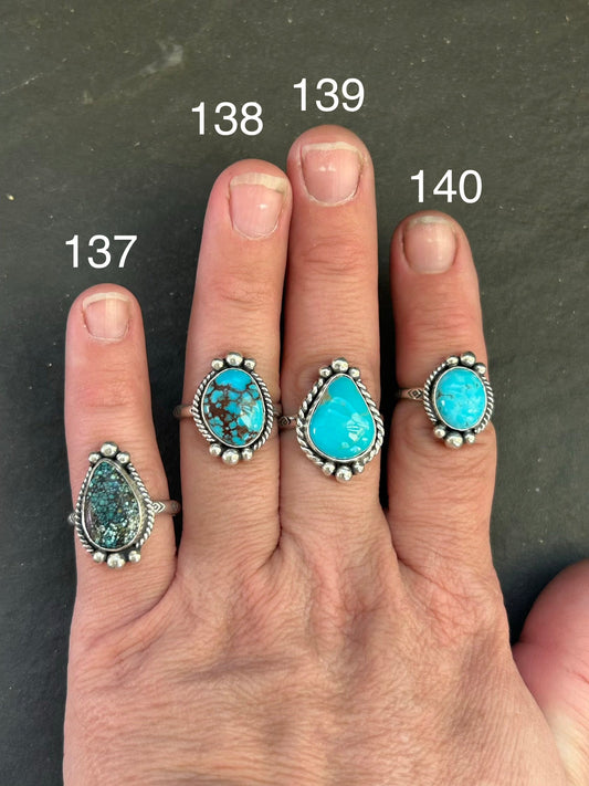 138 - Sterling Silver Egyptian Turquoise Medicine Man Eye Stamped Stacking Ring by Jason Ogg