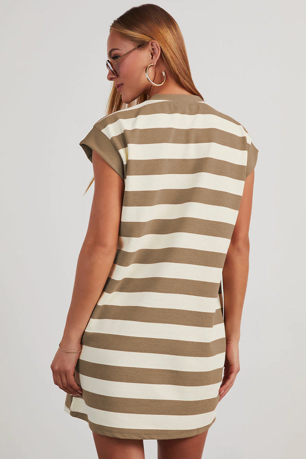 Stripe Cap Sleeve T-Shirt Dress