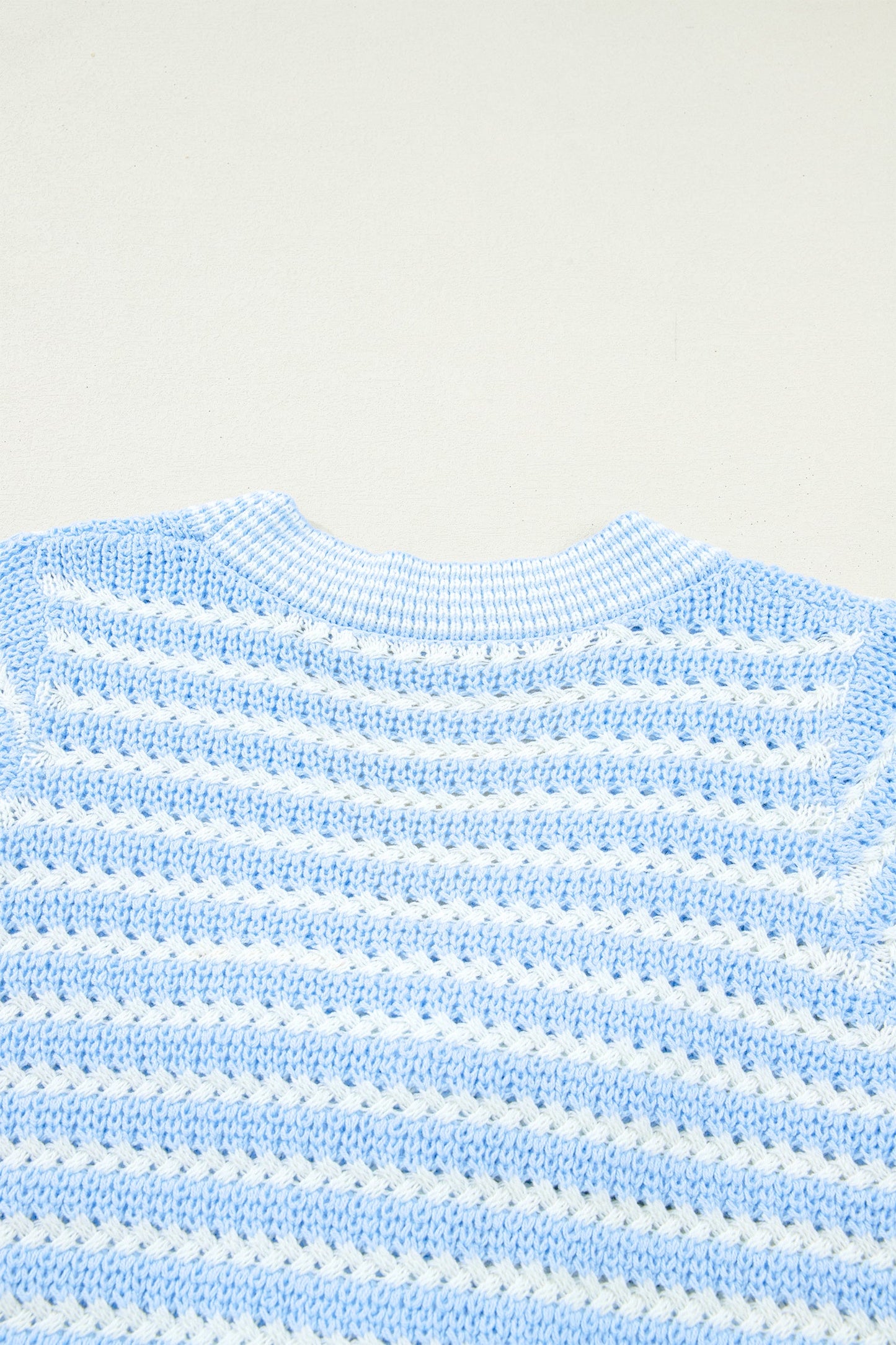 Stripe Bow Tie V-Neck Short Sleeve Sweater