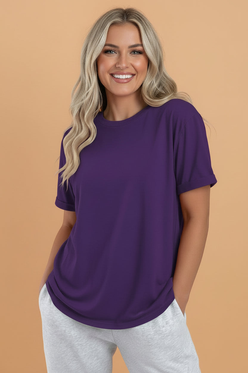 Solid Short Sleeve Crew Neck Tee