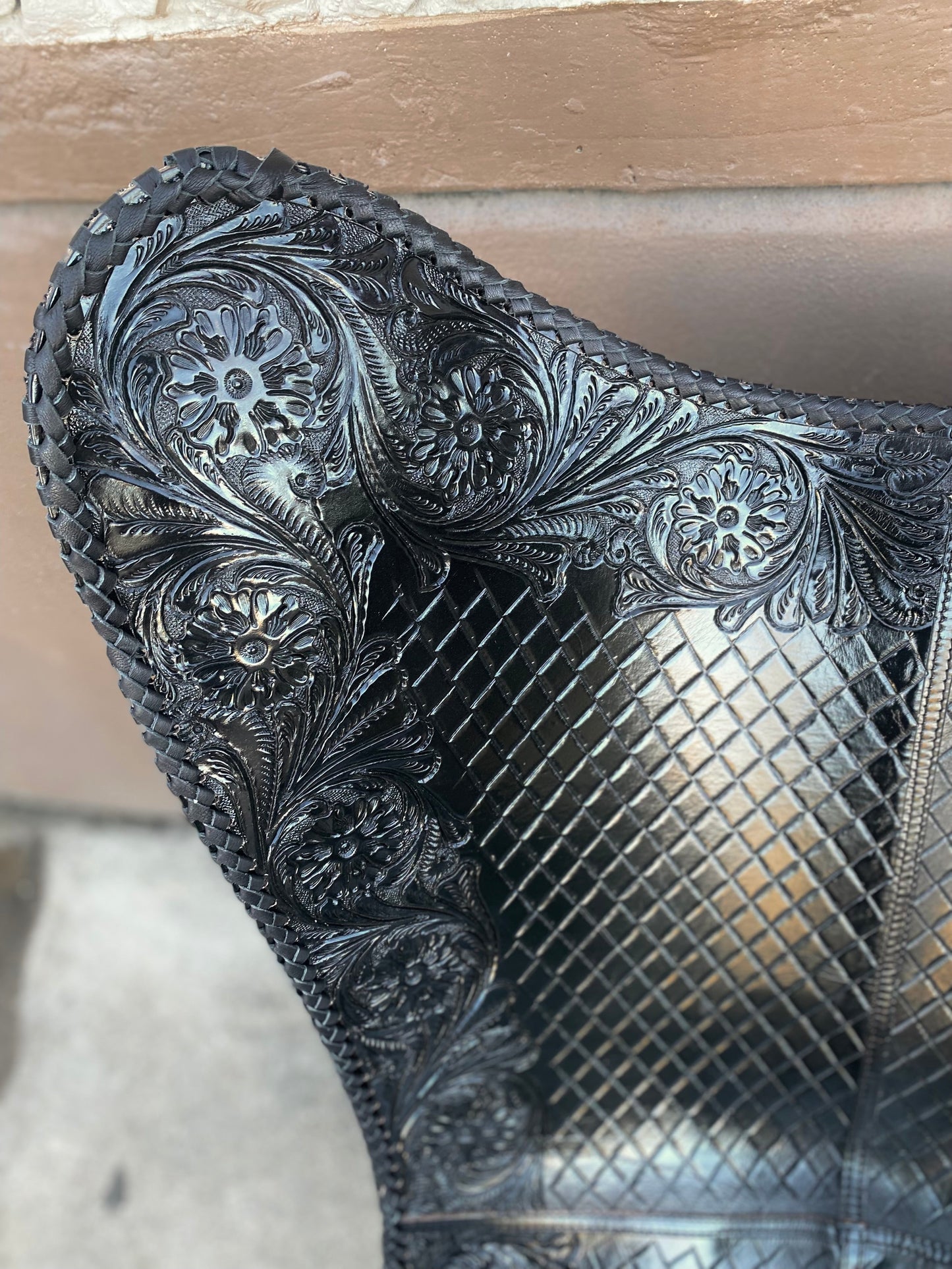 Black Tooled Leather Butterfly Chair