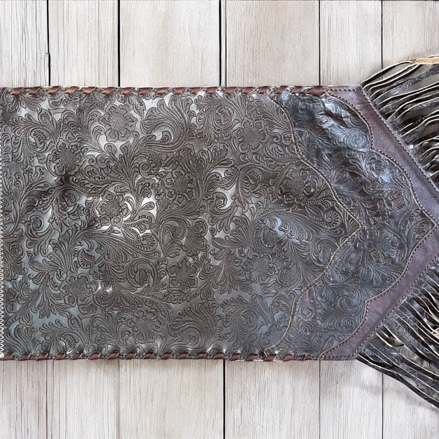 6ft tooled leather table runner