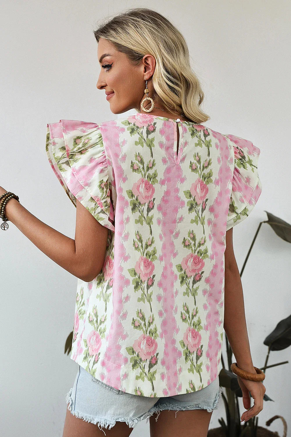 Floral Ruffle Sleeve Summer Top
