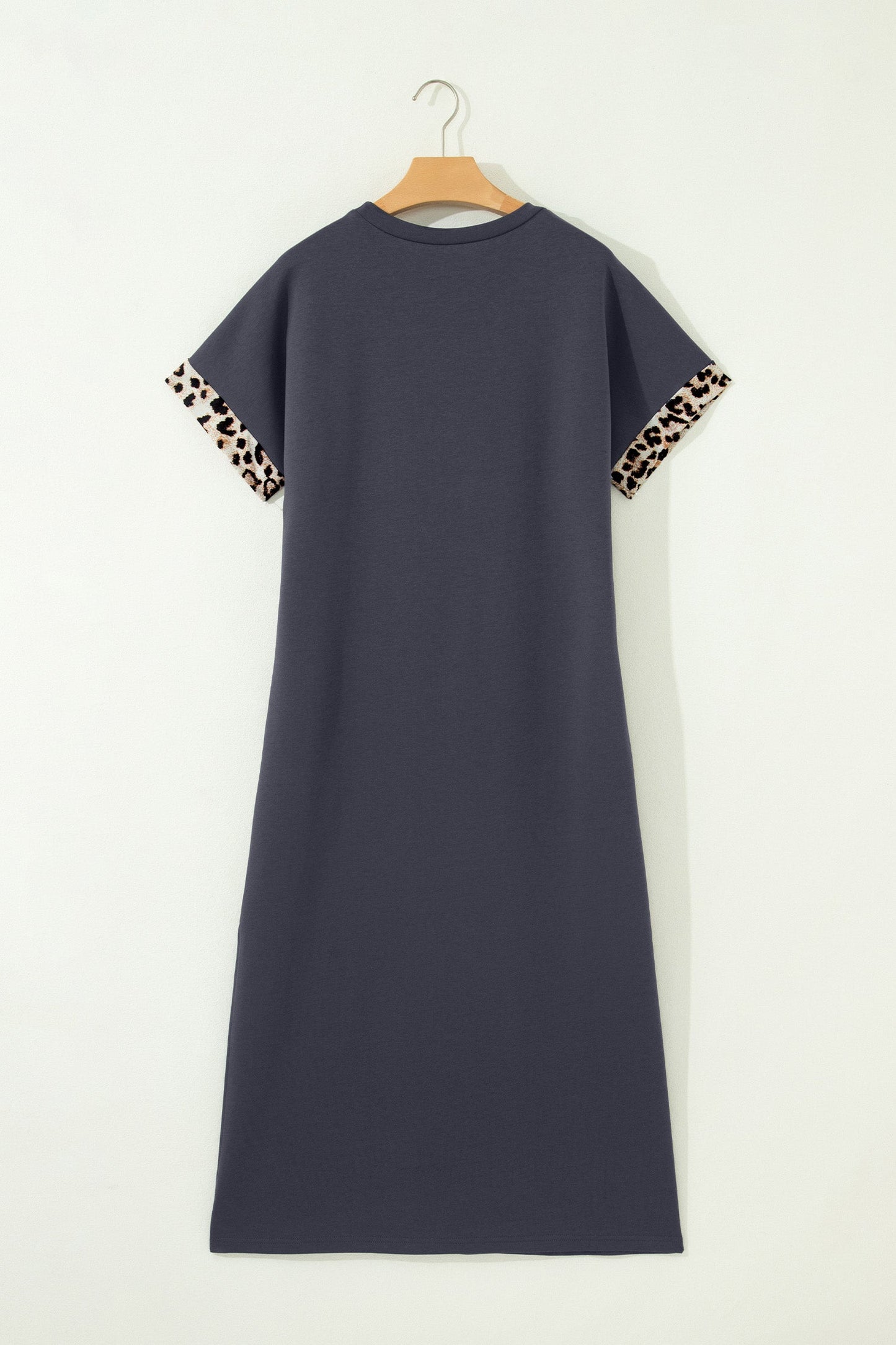 Leopard Bow Patched Short Sleeve T-Shirt Long Dress
