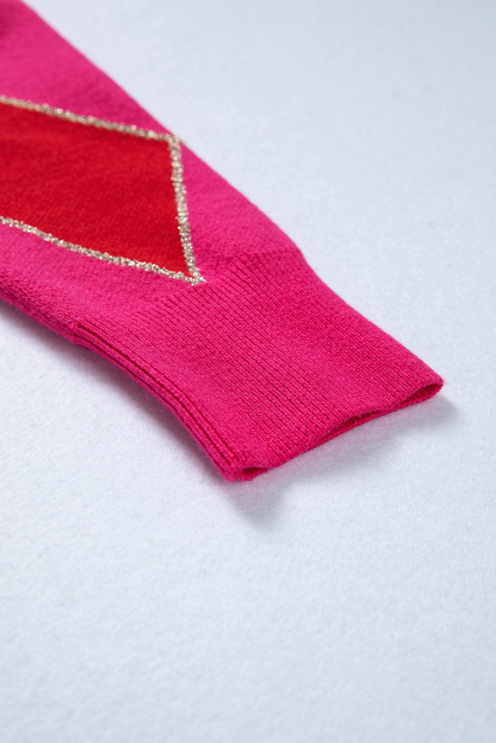 Glitter Rhombus Geometric Knit Crewneck Sweater