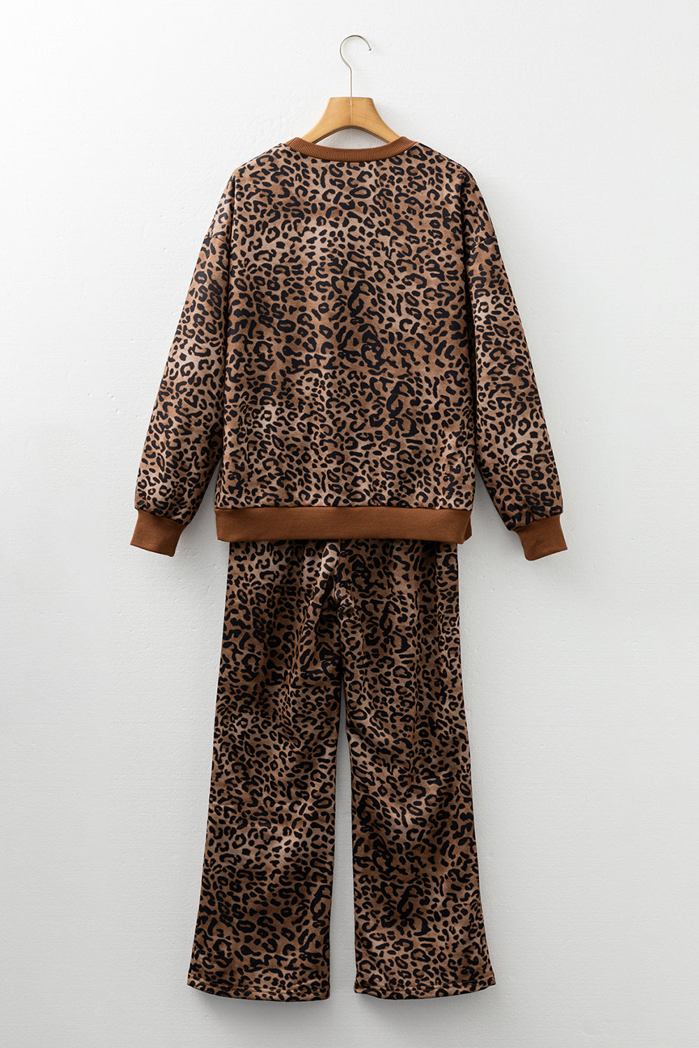 Leopard Contrast Trim Top and Pants Set