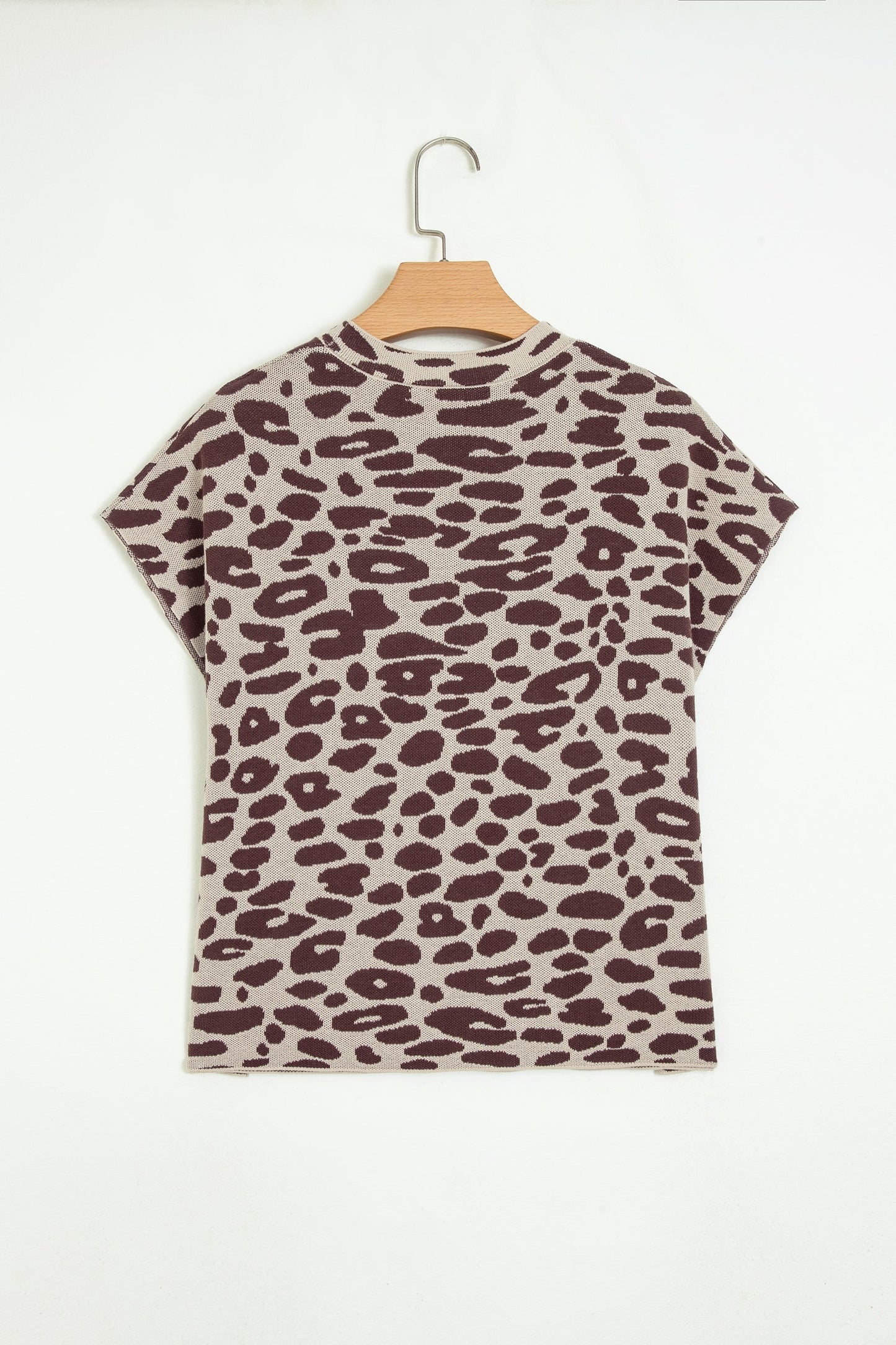 Leopard Short Sleeve Knit Loose Top
